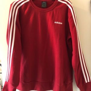 ADIDAS RED STRIPED SLEEVE SWEATSHIRT